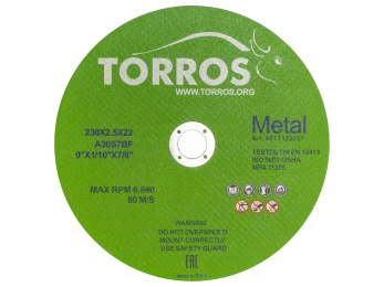 Круг отрезной TORROS 230x2.5x22.2